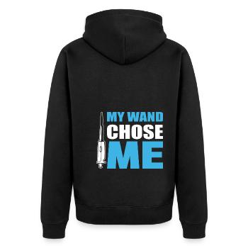 My Wand Chose Me General Internist - Unisex Premium Bio Zip Hoodie - Schwarz - Hinten - Nico (187cm)