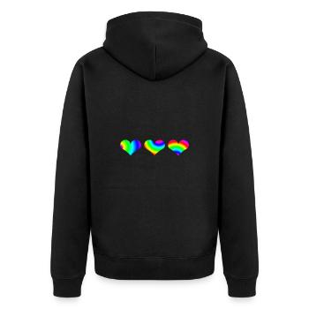 Idée cadeau coeurs colorés coeurs arc-en-ciel - Veste à capuche bio Premium Unisexe - noir - Dos - Nico (187cm)