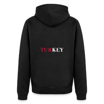 Türkei Turkey Türkiye Geschenkidee Flagge Fahne - Unisex Premium Bio Zip Hoodie - Schwarz - Hinten - Nico (187cm)