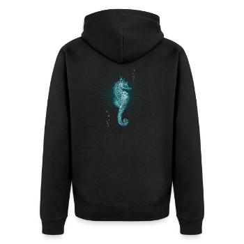 Seepferdchen Pferd Wasser underwater Love cool lol - Unisex Premium Bio Zip Hoodie - Schwarz - Hinten - Nico (187cm)