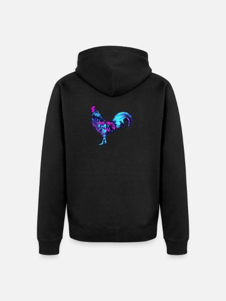 Bunter Hahn Hahn - Unisex Premium Bio Zip Hoodie - Schwarz