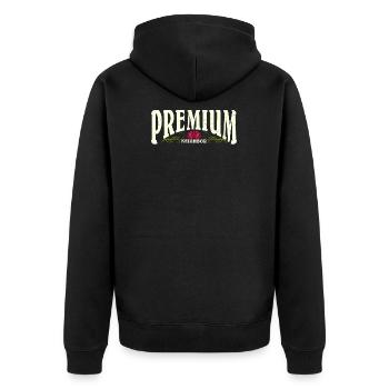 Premium Neighbor | Bester Nachbar Rote Lotusblume - Unisex Premium Bio Zip Hoodie - Schwarz - Hinten - Nico (187cm)
