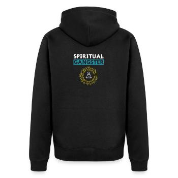 Meditierender buddhistischer spiritueller Gangsta - Unisex Premium Bio Zip Hoodie - Schwarz - Hinten - Nico (187cm)
