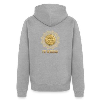 Eid Mubarak Gold - Unisex Premium Organic Zip Hoodie - heather grey - Back - Nico (187cm)
