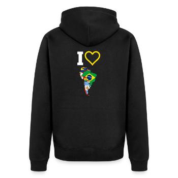 Die Liebe Südamerikas - Unisex Premium Bio Zip Hoodie - Schwarz - Hinten - Nico (187cm)
