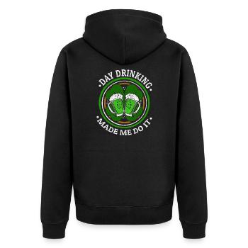 Tag Trinken brachte mich dazu, es St. Patrick's Day zu tun - Unisex Premium Bio Zip Hoodie - Schwarz - Hinten - Nico (187cm)