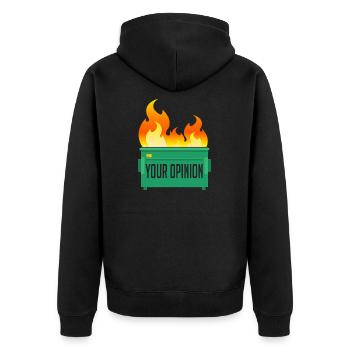 Ihre Meinung Müllcontainer Feuer - Unisex Premium Bio Zip Hoodie - Schwarz - Hinten - Nico (187cm)