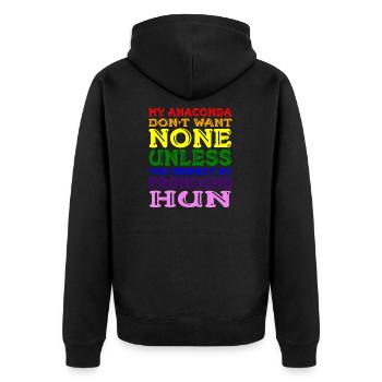 Meine Anakonda will keine, es sei denn, Sie respektieren meine - Unisex Premium Bio Zip Hoodie - Schwarz - Hinten - Nico (187cm)