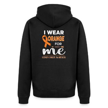 Ich trage Orange für mich | Nierenkrebs - Unisex Premium Bio Zip Hoodie - Schwarz - Hinten - Nico (187cm)