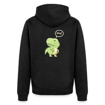 Süße T-Rex Umarmung - Unisex Premium Bio Zip Hoodie - Schwarz - Hinten - Nico (187cm)