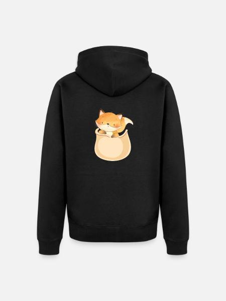 Marsupium Baby Red Fox - Unisex Premium Organic Zip Hoodie - black