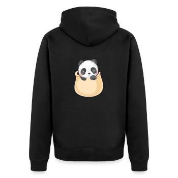 Marsupium Baby Panda - Unisex Premium Bio Zip Hoodie - Schwarz - Hinten - Nico (187cm)