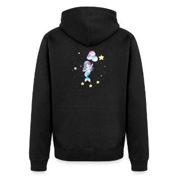 Space Mermaid Floating With Balloons - Unisex Premium Organic Zip Hoodie - black - Back - Nico (187cm)
