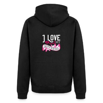 J’aime mon petit ami - Veste à capuche bio Premium Unisexe - noir - Dos - Nico (187cm)
