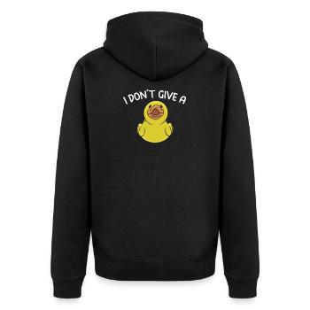 Cool I Don't Give A Duck Funny - Unisex Premium Organic Zip Hoodie - black - Back - Nico (187cm)