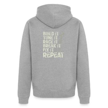 Build It Tune Race Break Fix Répéter la durée de vie de - Veste à capuche bio Premium Unisexe - gris chiné - Dos - Nico (187cm)