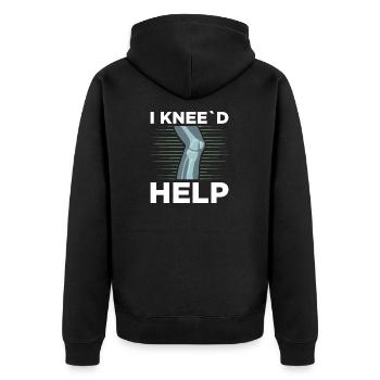 I Knee'd Help Surgery Knee Replacement Recovery - Unisex Premium Organic Zip Hoodie - black - Back - Nico (187cm)