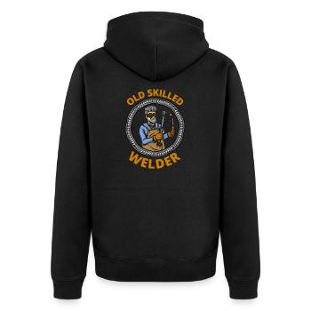 Schweißen Metall Altes Schweißfach - Unisex Premium Bio Zip Hoodie - Schwarz - Hinten - Nico (187cm)
