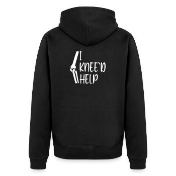 I Knee'd Help Surgery Knee Replacement Recovery - Unisex Premium Organic Zip Hoodie - black - Back - Nico (187cm)