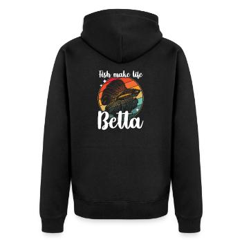 Fish Make Life Betta Siamese Fighting Fish - Veste à capuche bio Premium Unisexe - noir - Dos - Nico (187cm)