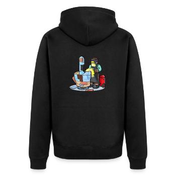 Schweißen Metall Mittelfingerschweisser - Unisex Premium Bio Zip Hoodie - Schwarz - Hinten - Nico (187cm)