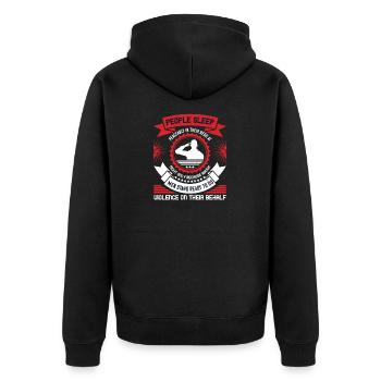 People sleep peaceably in their beds at night - Unisex Premium Organic Zip Hoodie - black - Back - Nico (187cm)