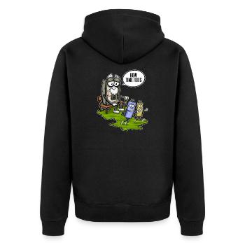 80er 90er Jahre Kassette Musik Sitzen Kassette Kassette - Unisex Premium Bio Zip Hoodie - Schwarz - Hinten - Nico (187cm)