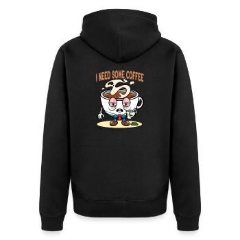 Tasse de café pour amateurs de café J’ai besoin de café - Veste à capuche bio Premium Unisexe - noir - Dos - Nico (187cm)