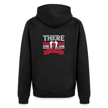 Es gab nie einen guten Krieg oder einen schlechten Frieden - Unisex Premium Bio Zip Hoodie - Schwarz - Hinten - Nico (187cm)