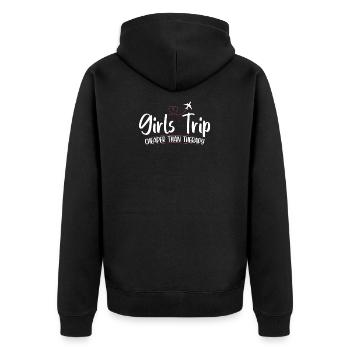 Girls Trip Cheaper Than A Therapy 2021 Fun Party - Unisex Premium Organic Zip Hoodie - black - Back - Nico (187cm)