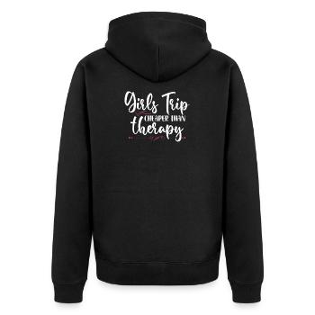 Girls Trip Cheaper Than A Therapy 2021 Fun Party - Unisex Premium Organic Zip Hoodie - black - Back - Nico (187cm)