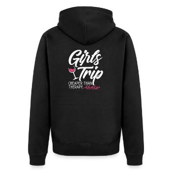 Girls Trip Cheaper Than A Therapy 2021 Fun Party - Unisex Premium Organic Zip Hoodie - black - Back - Nico (187cm)
