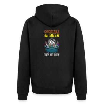 Cocktails Biere Deshalb bin ich hier Barkeeper - Unisex Premium Bio Zip Hoodie - Schwarz - Hinten - Nico (187cm)