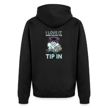 Ich liebe es, wenn du den Tipp in Barkeeper steckst - Unisex Premium Bio Zip Hoodie - Schwarz - Hinten - Nico (187cm)