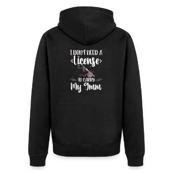 I Don't Need A License To Carry My 9mm Funny - Unisex Premium Bio Zip Hoodie - Schwarz - Hinten - Nico (187cm)