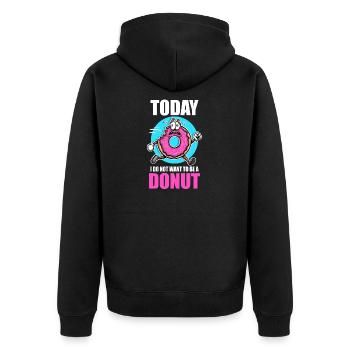 Donut heute Ich will kein Donut sein - Unisex Premium Bio Zip Hoodie - Schwarz - Hinten - Nico (187cm)