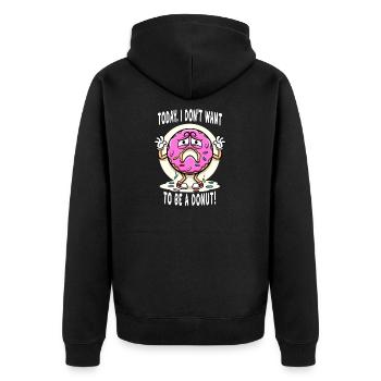 Donut heute Ich will kein Donut sein - Unisex Premium Bio Zip Hoodie - Schwarz - Hinten - Nico (187cm)