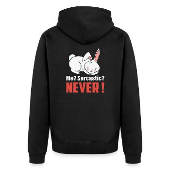Ich? Sarkastisch? Nie süßes Kaninchen Ostertag - Unisex Premium Bio Zip Hoodie - Schwarz - Hinten - Nico (187cm)
