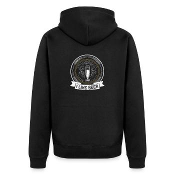 Ich mag Bier - Unisex Premium Bio Zip Hoodie - Schwarz - Hinten - Nico (187cm)