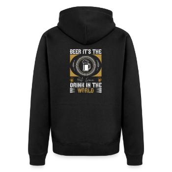 Bier, es ist das beste verdammte Getränk der Welt - Unisex Premium Bio Zip Hoodie - Schwarz - Hinten - Nico (187cm)