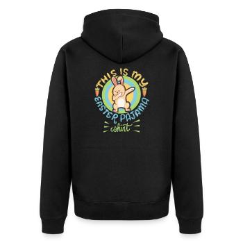 Das ist mein Osterpyjama Dabbing - Unisex Premium Bio Zip Hoodie - Schwarz - Hinten - Nico (187cm)