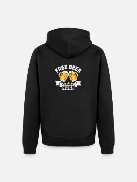 Free beer hugs - Unisex Premium Organic Zip Hoodie - black