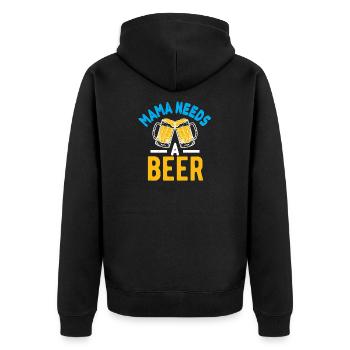 Maman a besoin d’une bière - Veste à capuche bio Premium Unisexe - noir - Dos - Nico (187cm)
