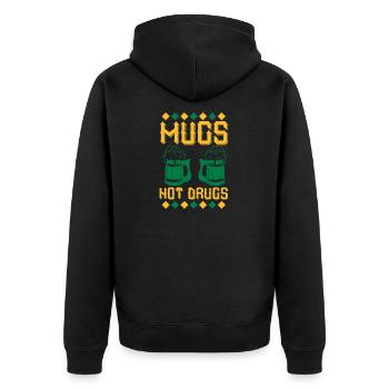 Tassen, keine Drogen - Unisex Premium Bio Zip Hoodie - Schwarz - Hinten - Nico (187cm)