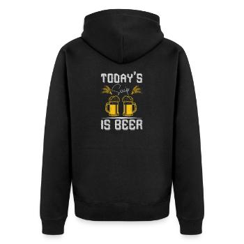 DIE HEUTIGE SUPPE IST BIER - Unisex Premium Bio Zip Hoodie - Schwarz - Hinten - Nico (187cm)