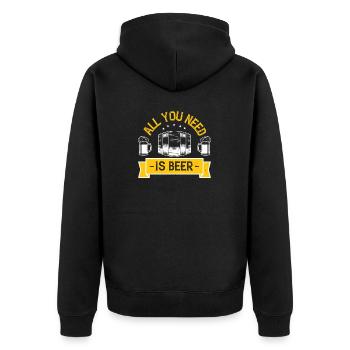 all you need is beer - Unisex Premium Organic Zip Hoodie - black - Back - Nico (187cm)