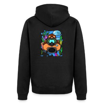 Scuba Diver Monkey Diving Goggles Scuba Diving - Unisex Premium Bio Zip Hoodie - Schwarz - Hinten - Nico (187cm)