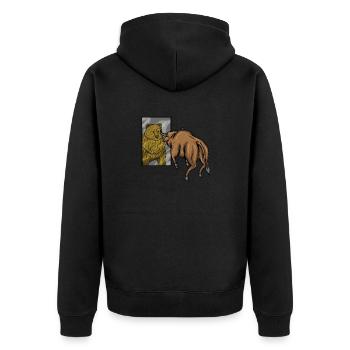 Stock Market Trader Investor Bull Vs Bear - Unisex Premium Organic Zip Hoodie - black - Back - Nico (187cm)