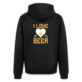 Ich liebe Bier - Unisex Premium Bio Zip Hoodie - Schwarz - Hinten - Nico (187cm)