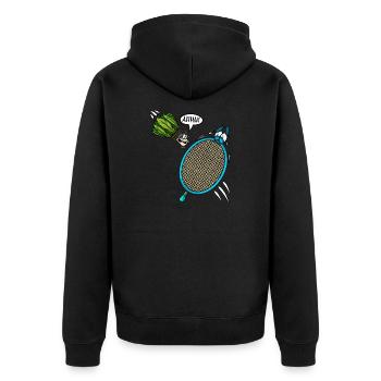 Badmintonspieler Shuttlecock schreit Ahhh - Unisex Premium Bio Zip Hoodie - Schwarz - Hinten - Nico (187cm)